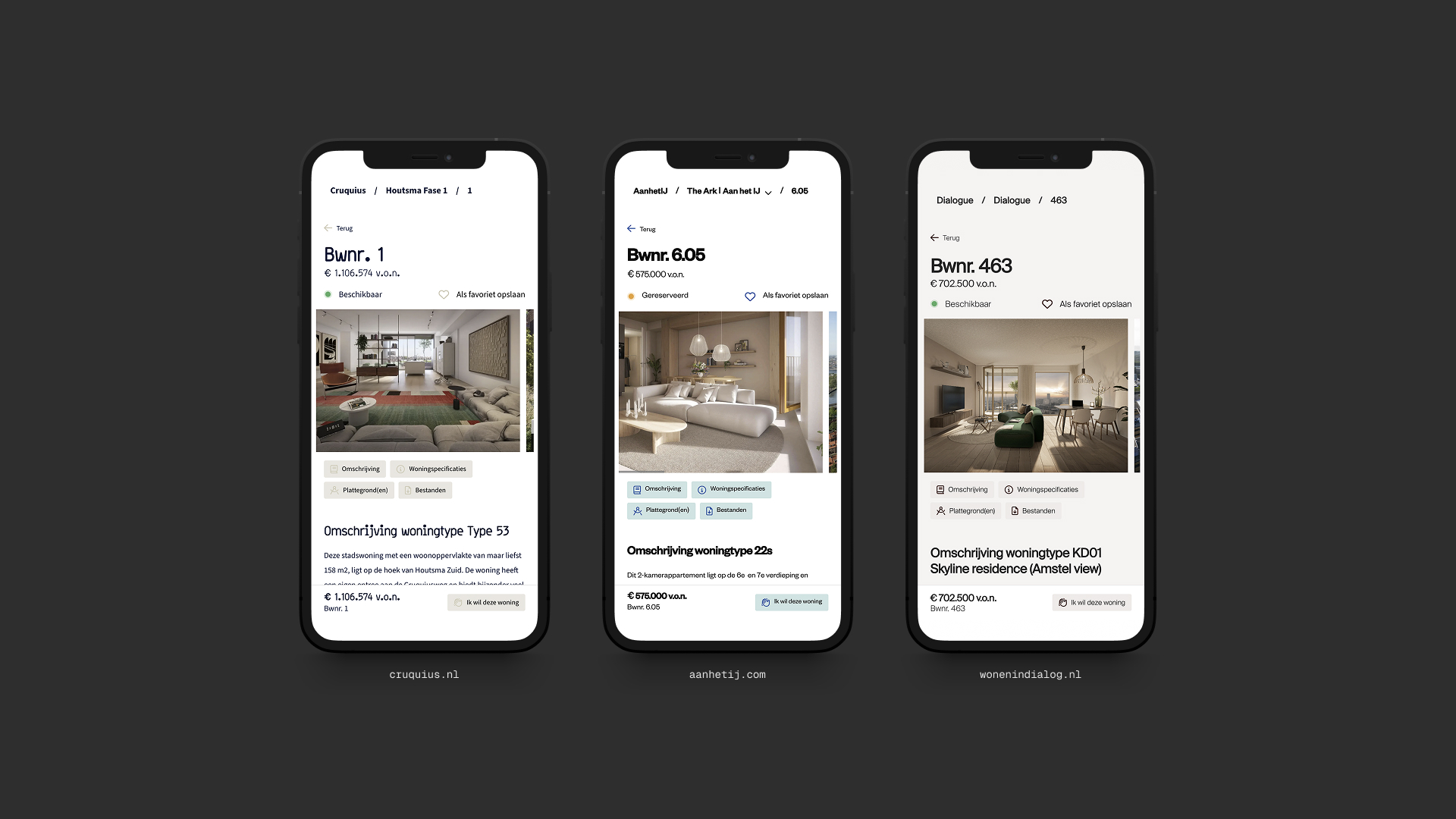 Mobile screens in different project styles