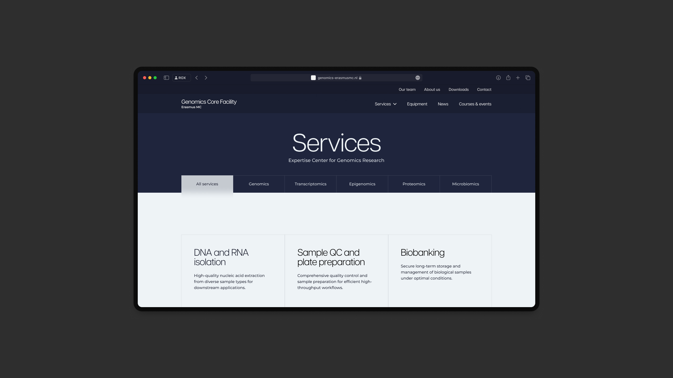 Services page